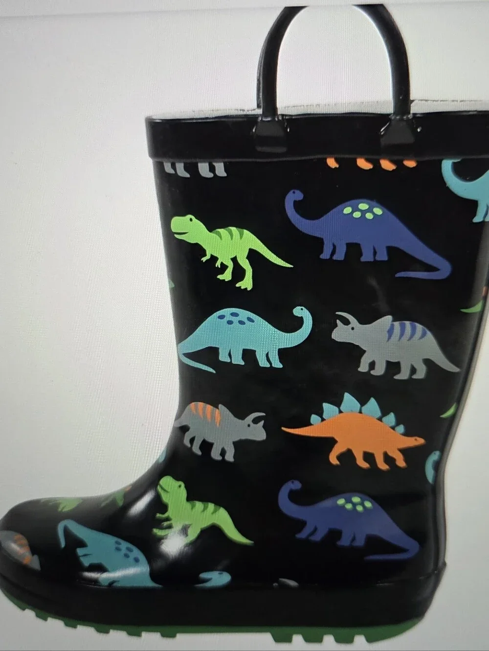 Hudson Baby Kids Boys Black Rain Boots with Multicolored Dinosaur Print 9T